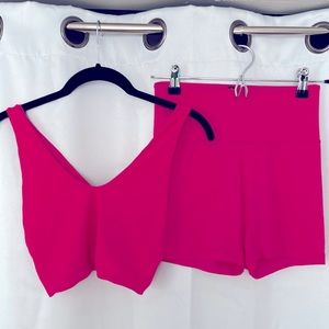 Bra top and bike shorts